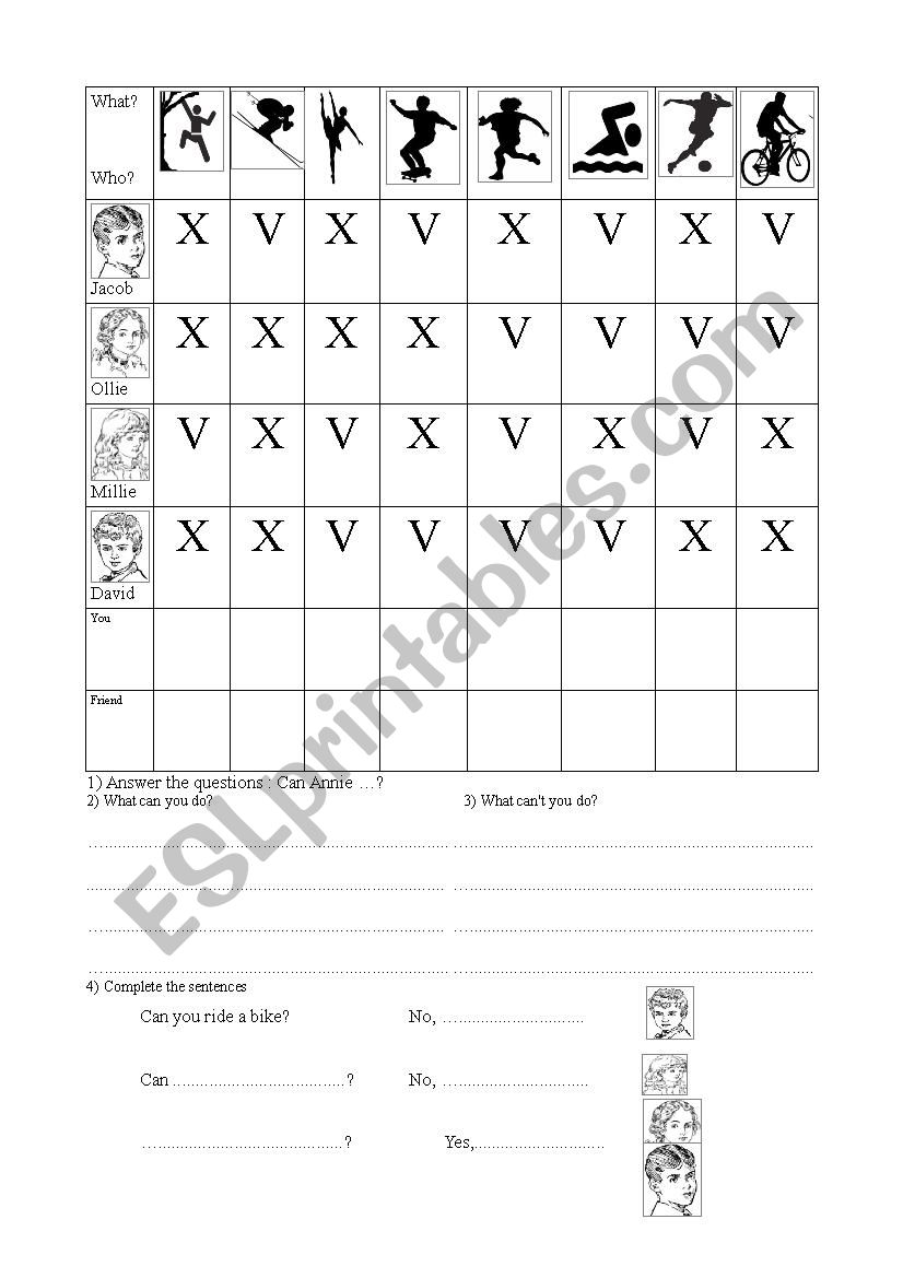 Can you or cant you? worksheet