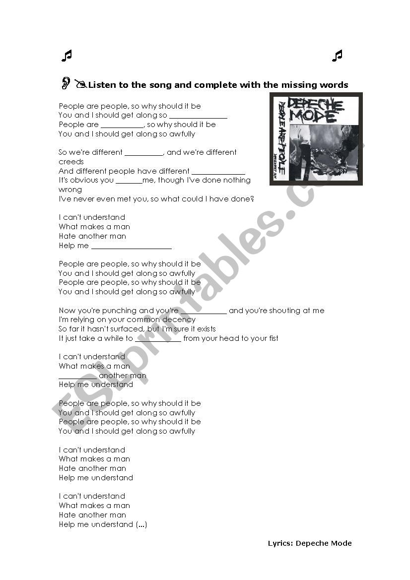 Depeche Mode - lyrics worksheet