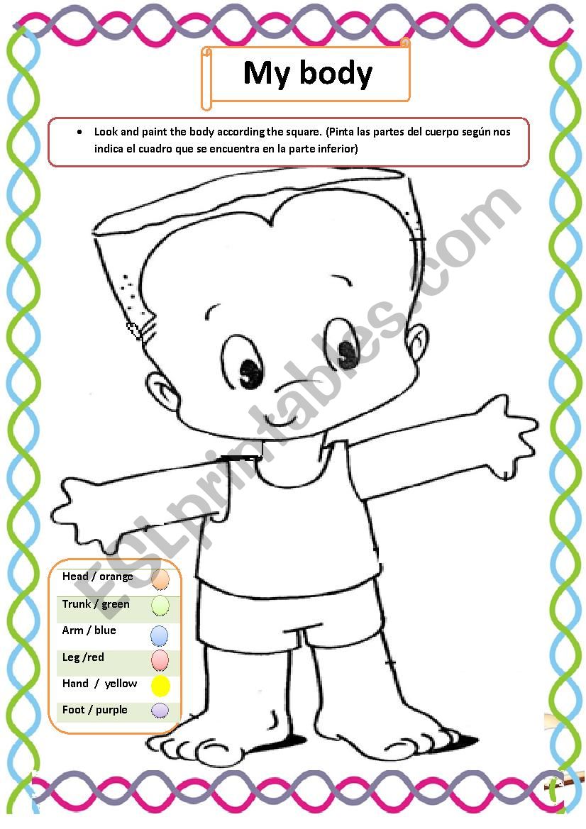 Parts of the body worksheet