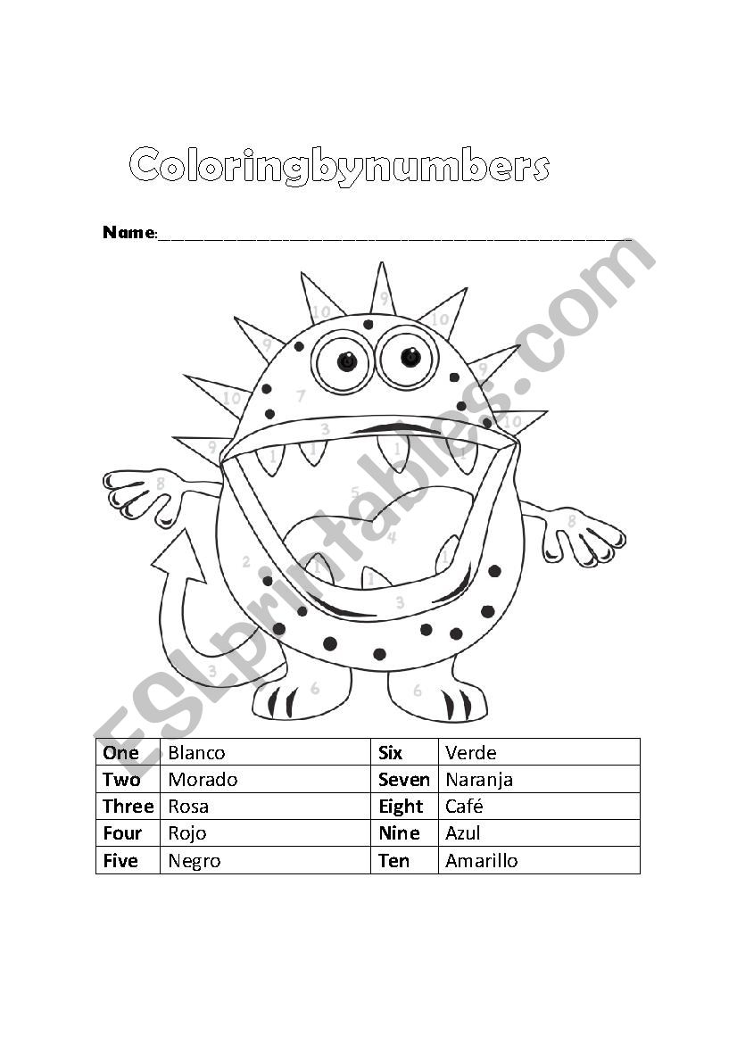 coloring by numbers worksheet