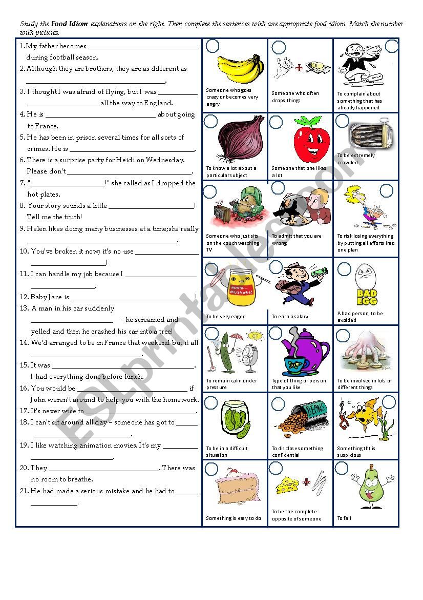 Food Idioms worksheet