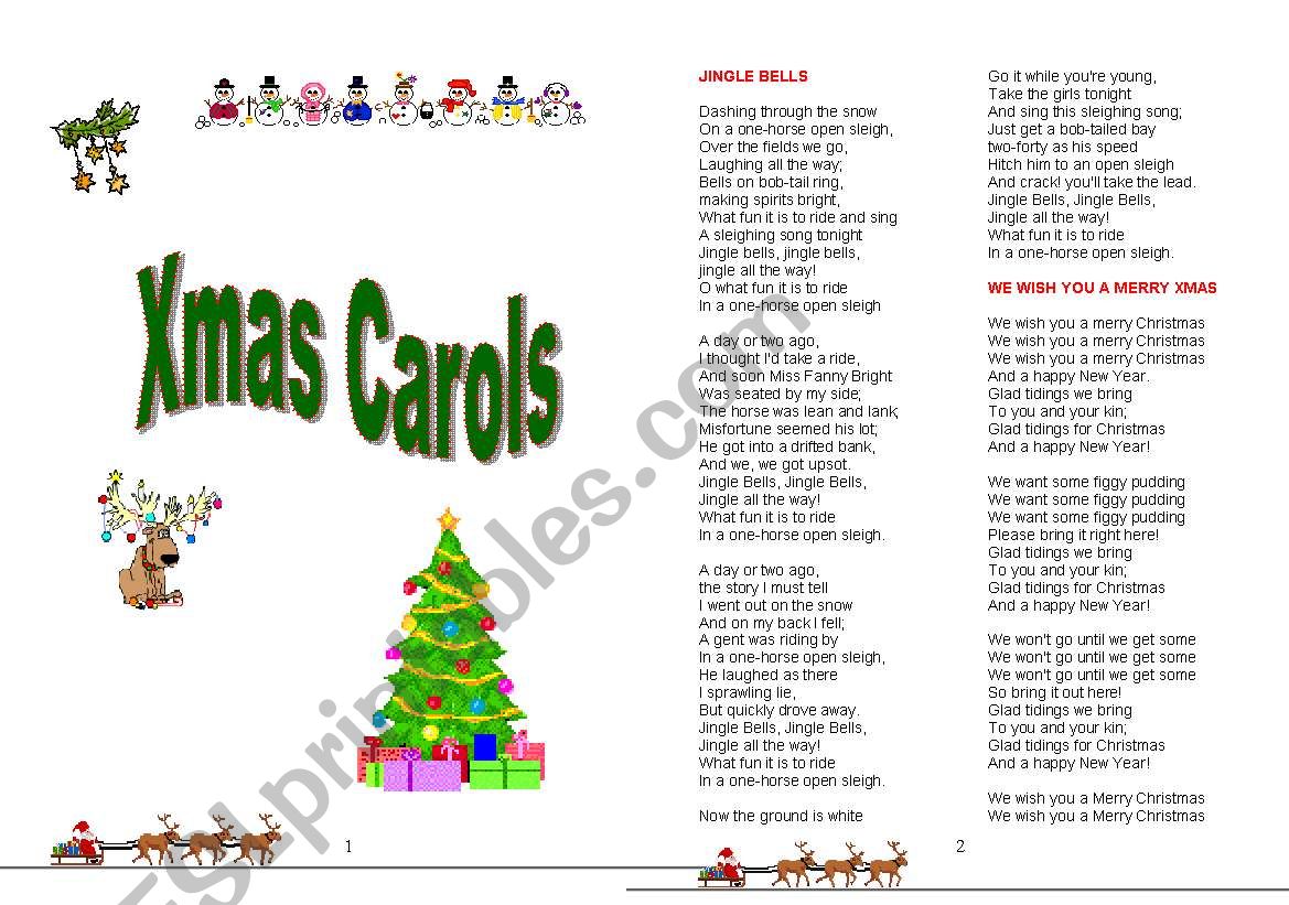 booklet with xmas carol lyrics