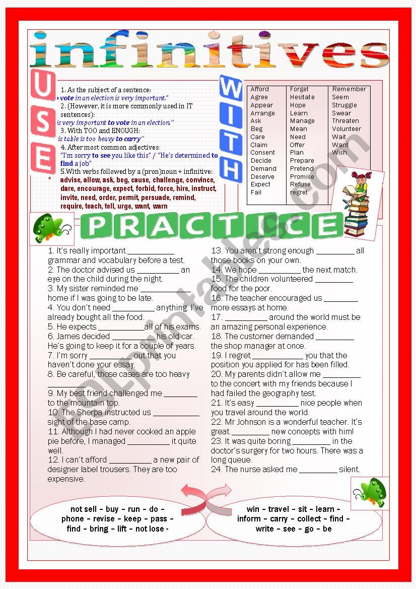 Infinitives worksheet