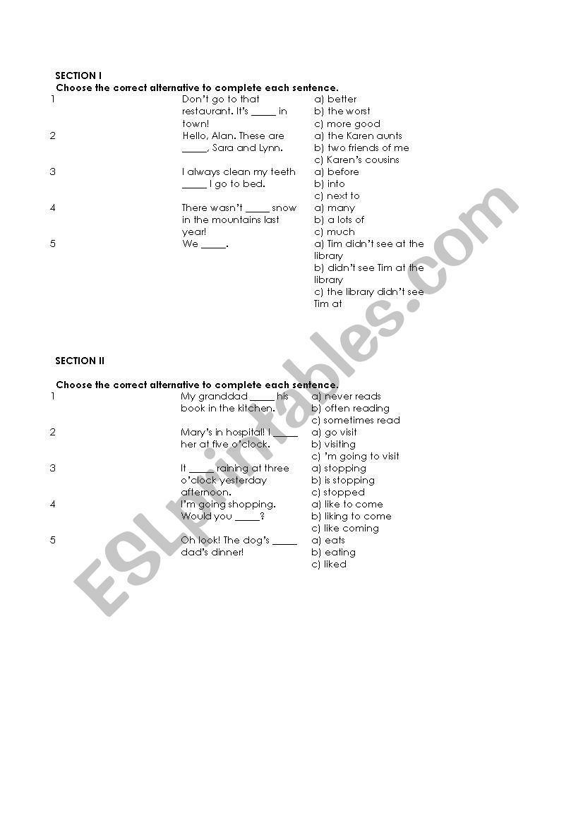 A1 (young learners) Final test - Use of English Part 1