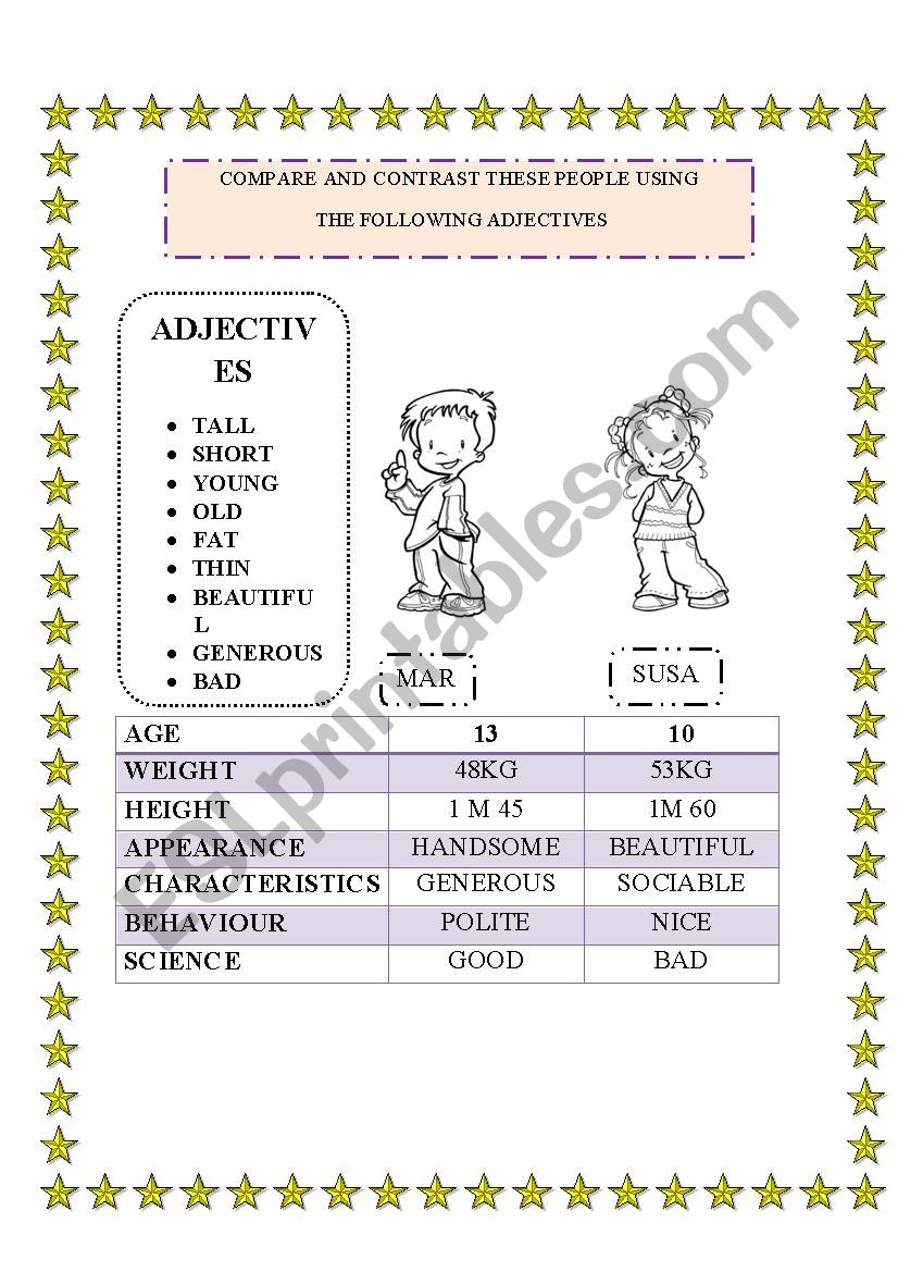 Comparatives and Superlatives worksheet