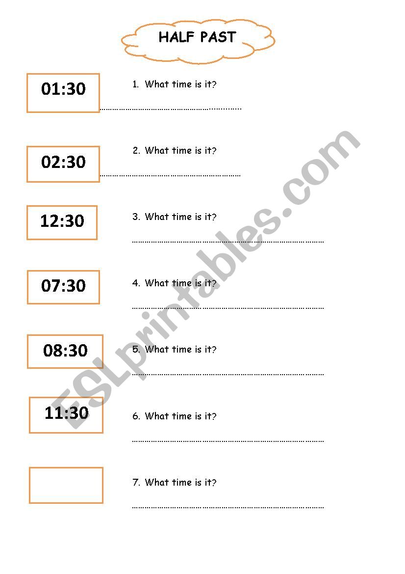 Telling the time worksheet