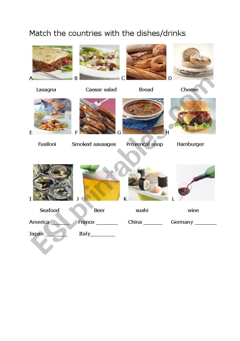 matching dishes with their countries
