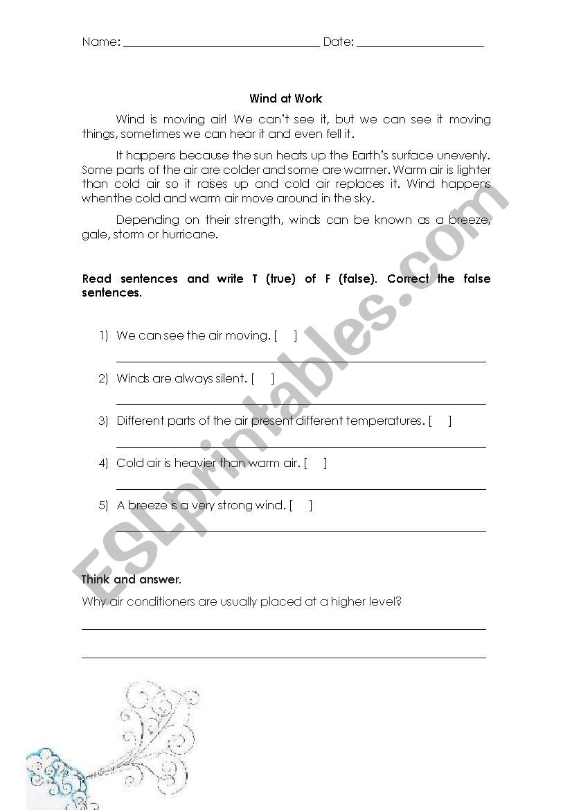 Wind at work worksheet