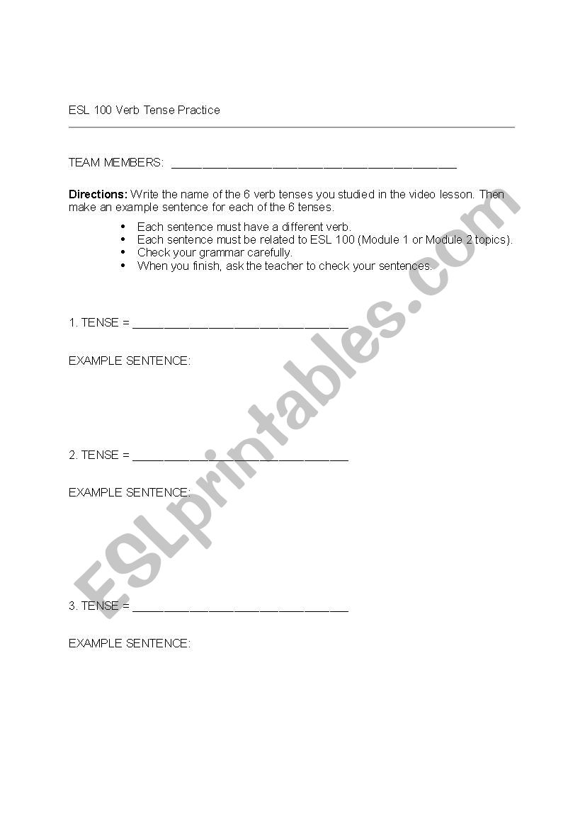 ESL Grammar worksheet