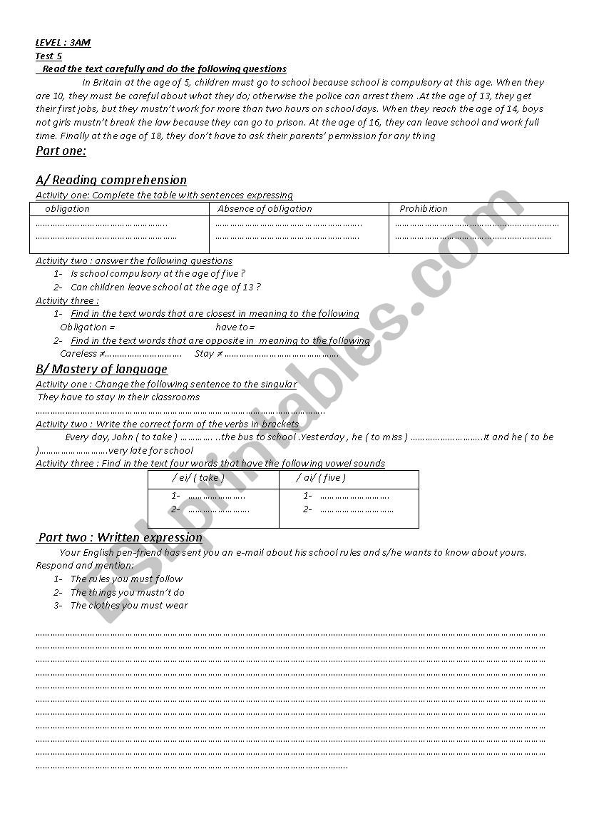 reading comprehension  worksheet