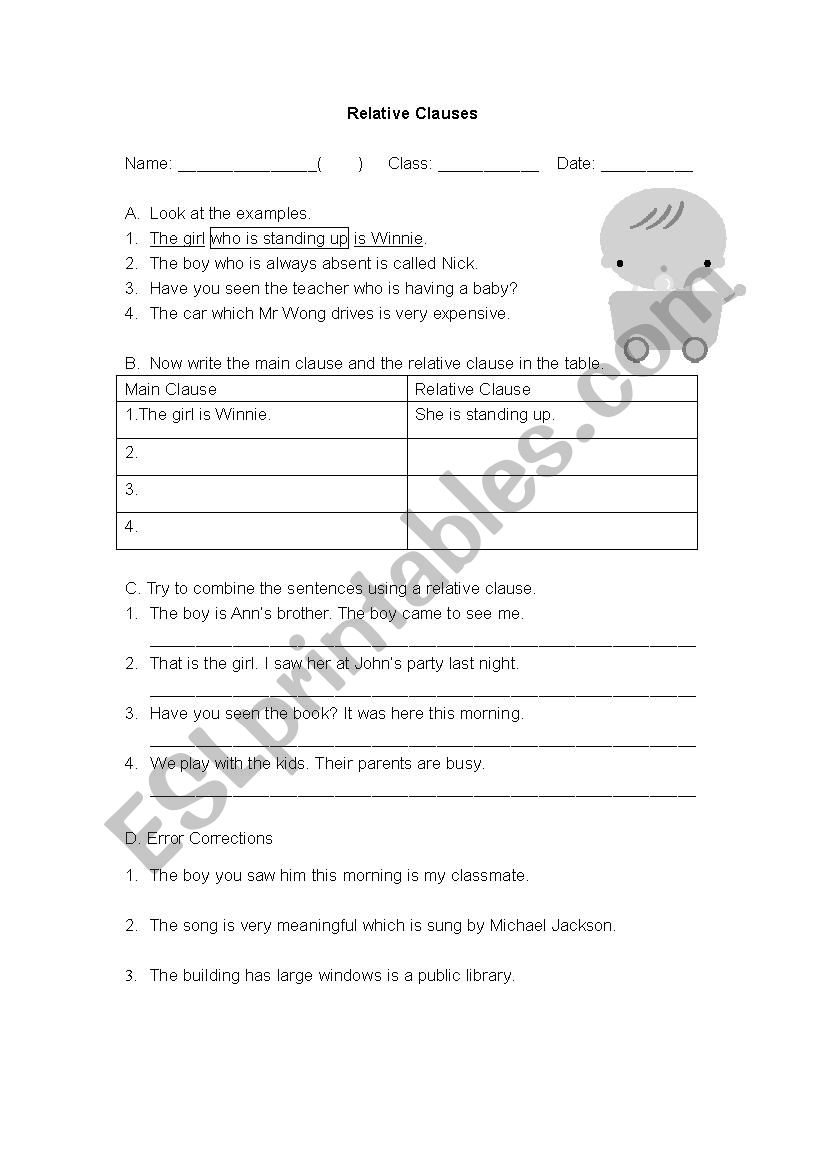 Relative clauses worksheet