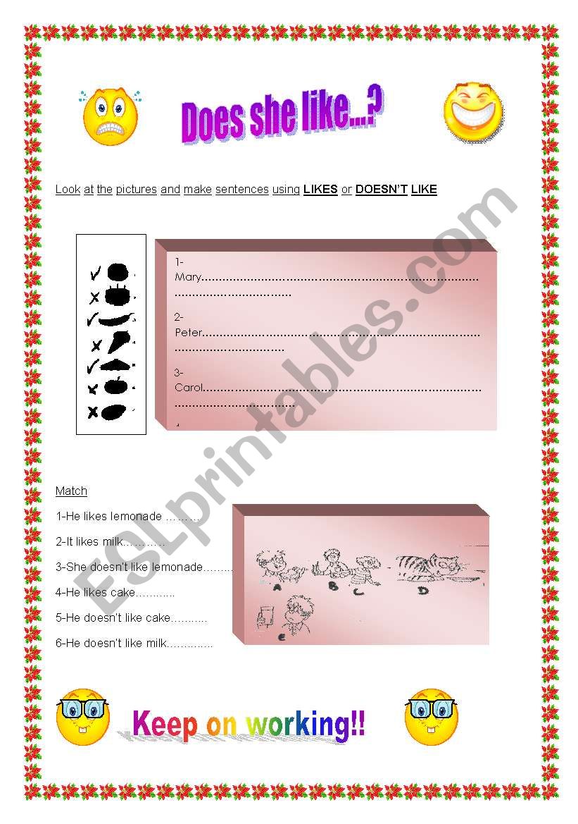 Likes-doesn´t like-some-any worksheet