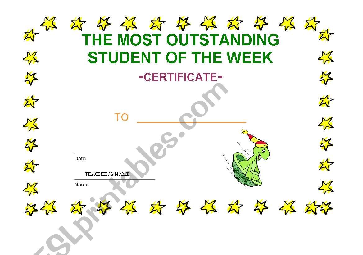 outstanding student certificate