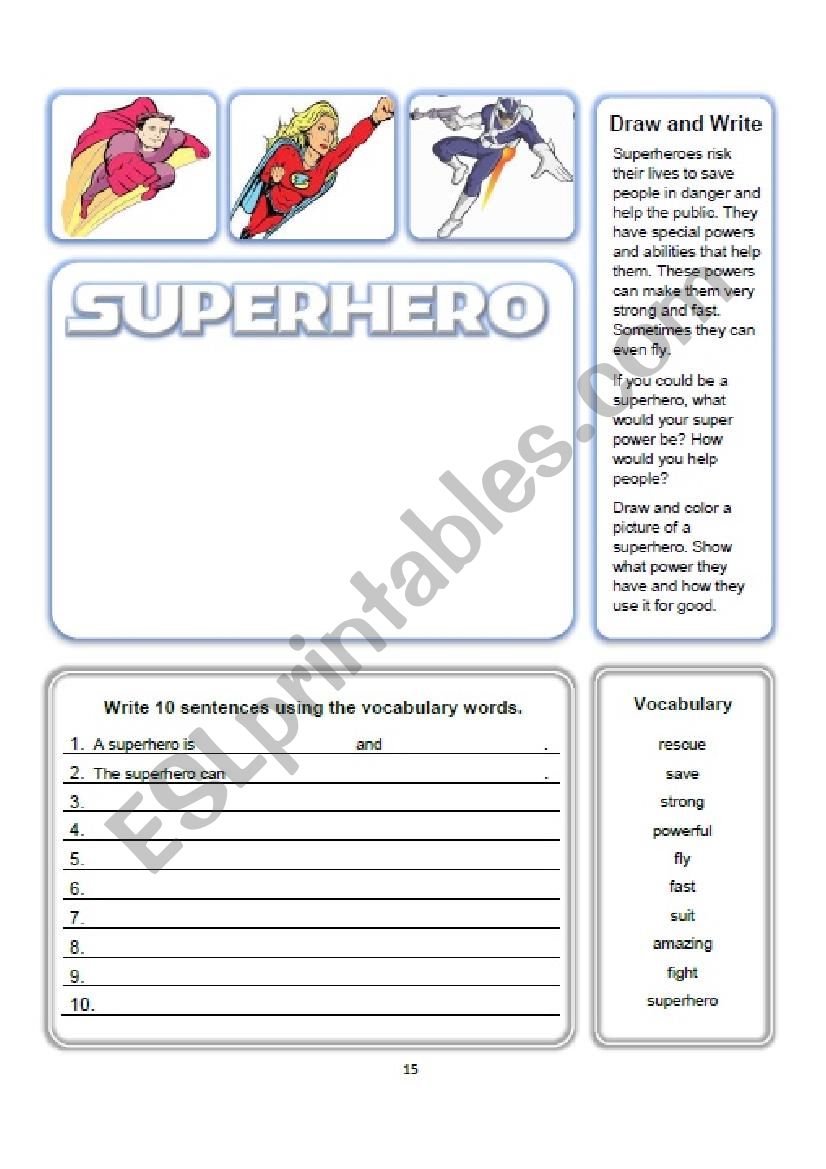 Superhero Write and Draw Activity