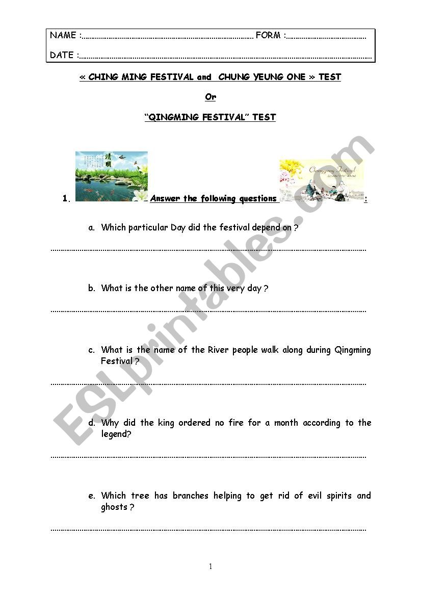 Special Days test step 31 - Ching Ming Festival (China)