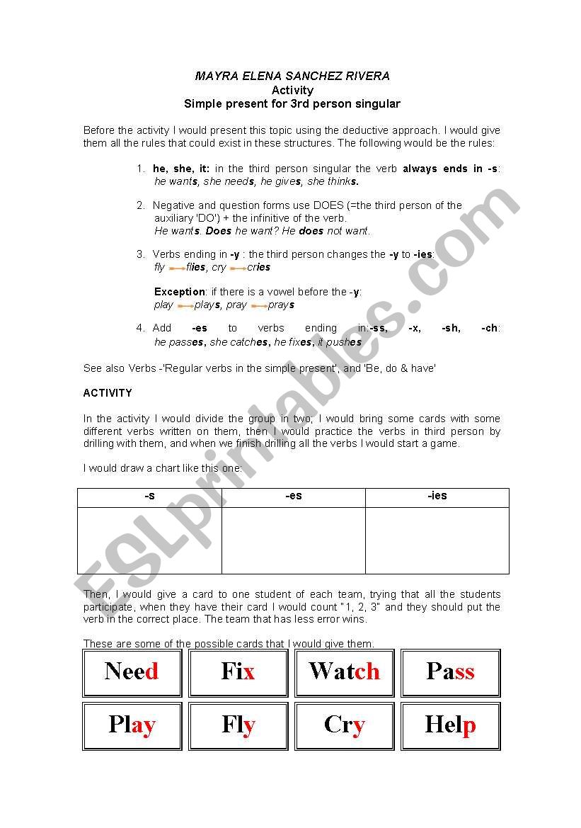 simple present lesson plan worksheet