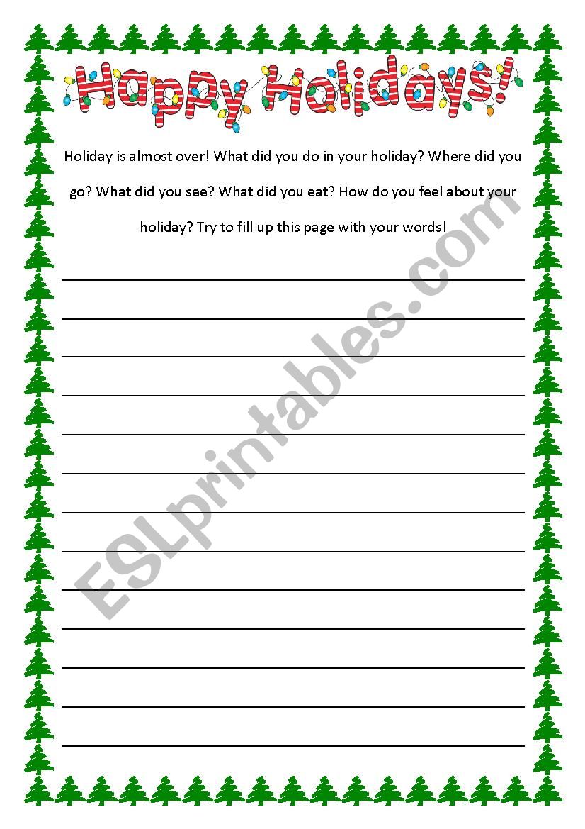 writing - Happy Holidays! worksheet