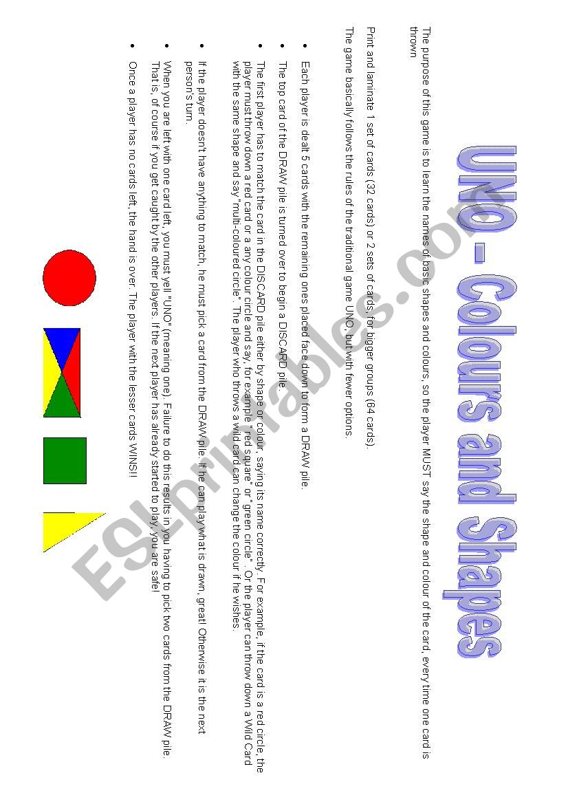 UNO - Shapes and colours (1/4)