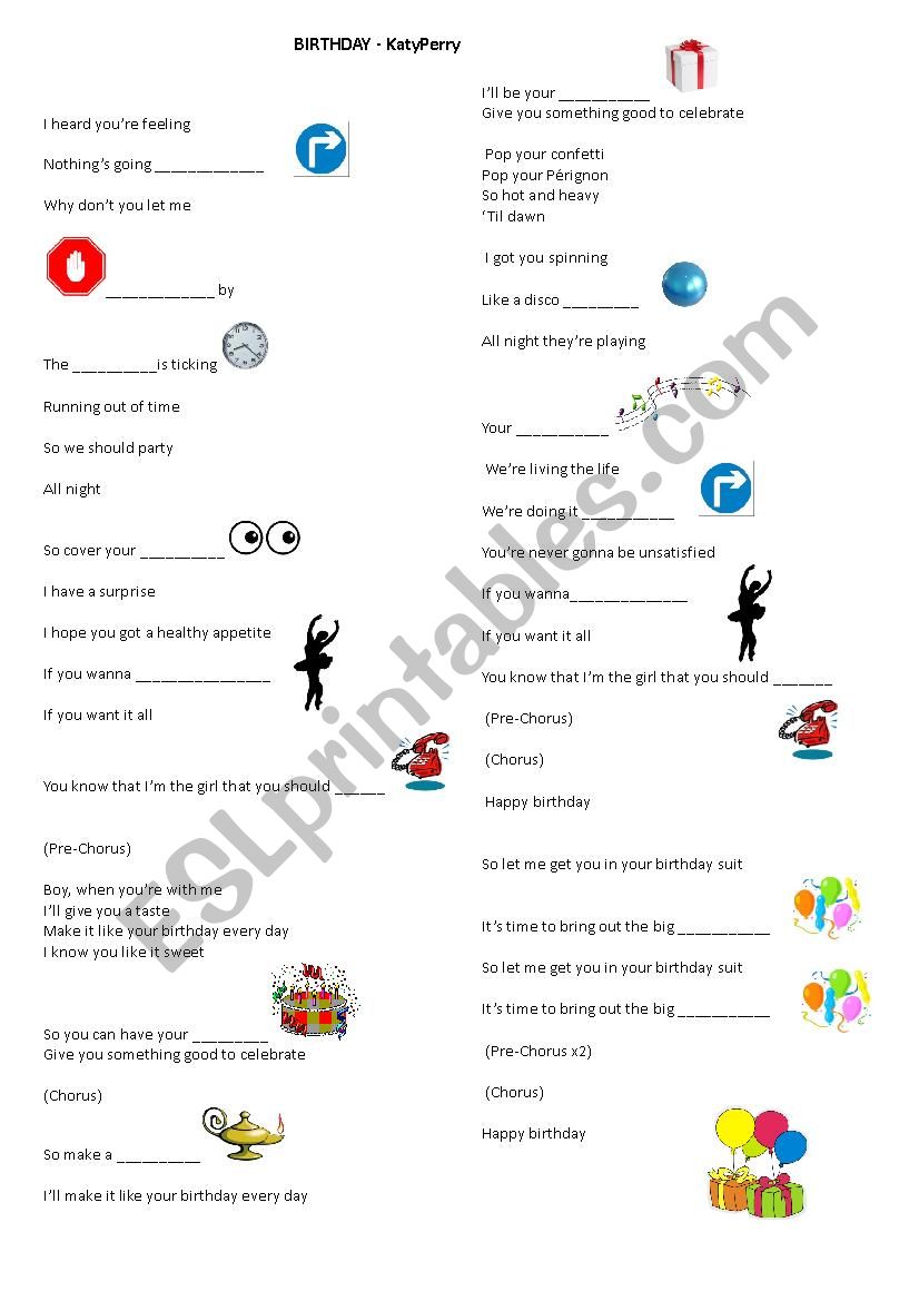 Birthday Katy Perry worksheet