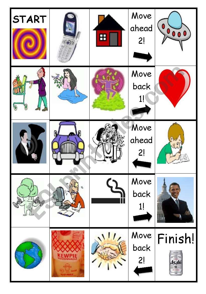 Random Pictures Board Game worksheet