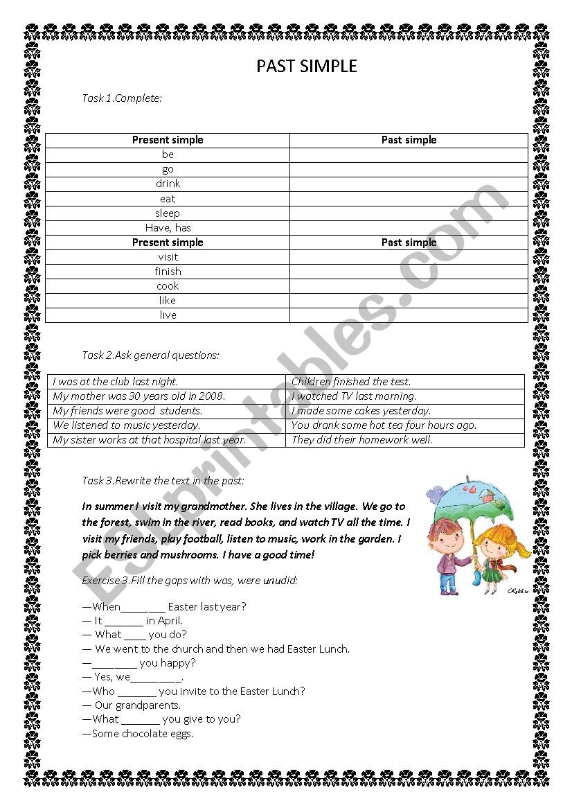 pasr simple worksheet