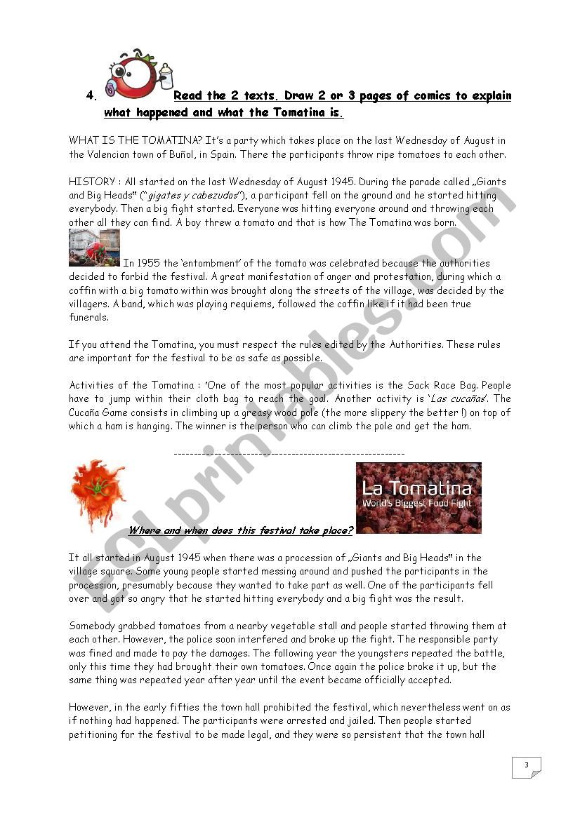 Special Days Test Step 33 La Tomatina Spain Esl Worksheet By Maryse Peye