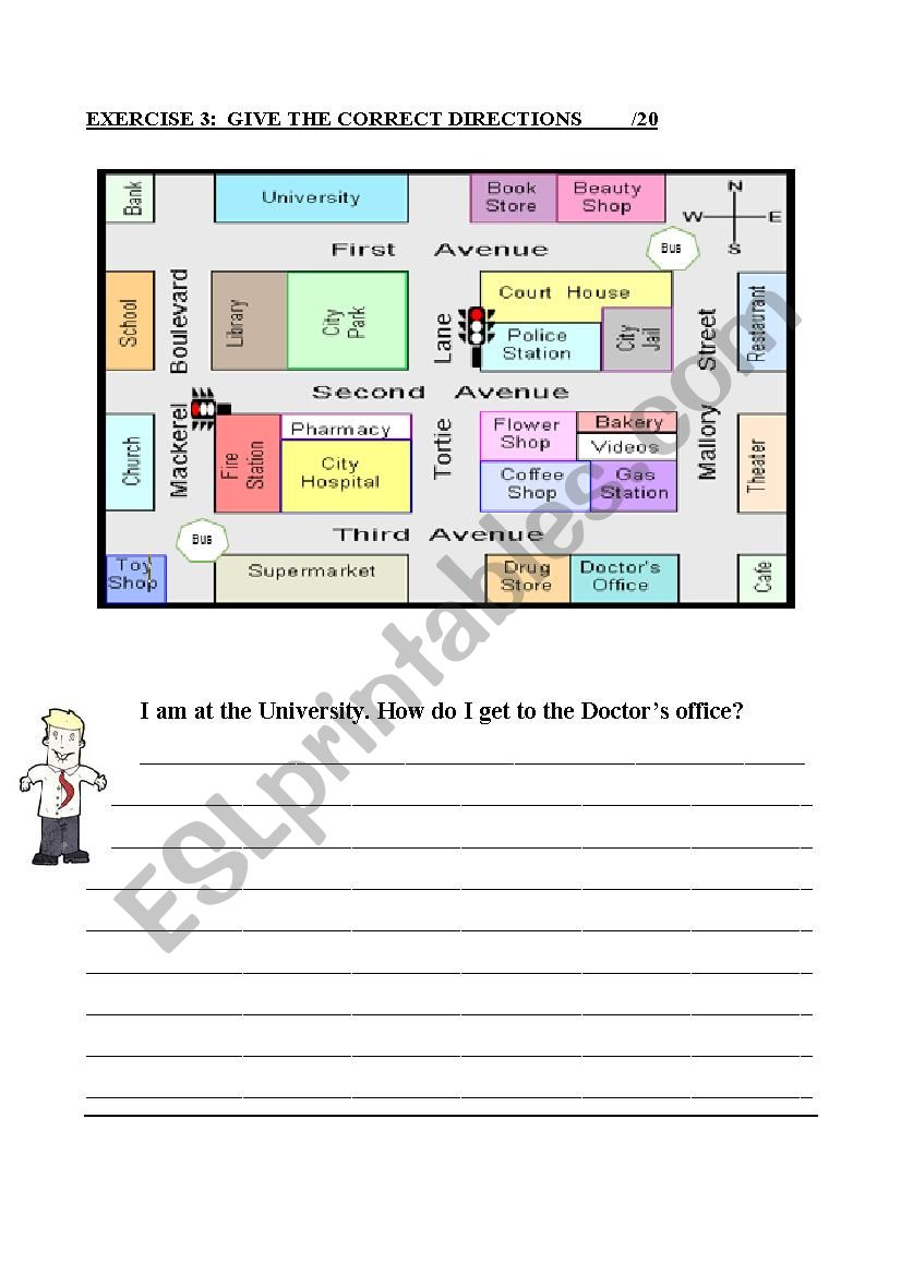 GIVING DIRECTIONS ESL Worksheet By Mimiayuara75