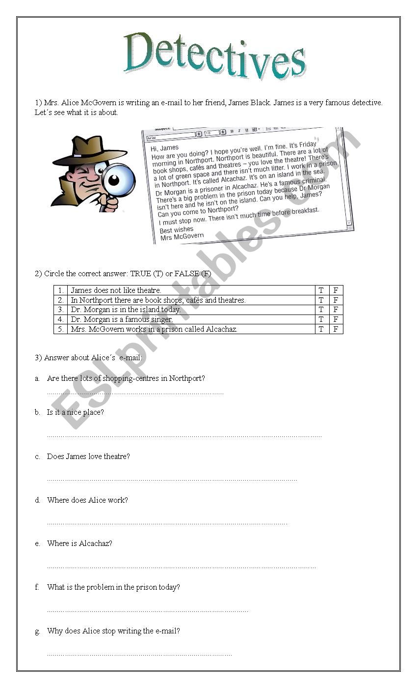 Detectives ESL Worksheet By Magac