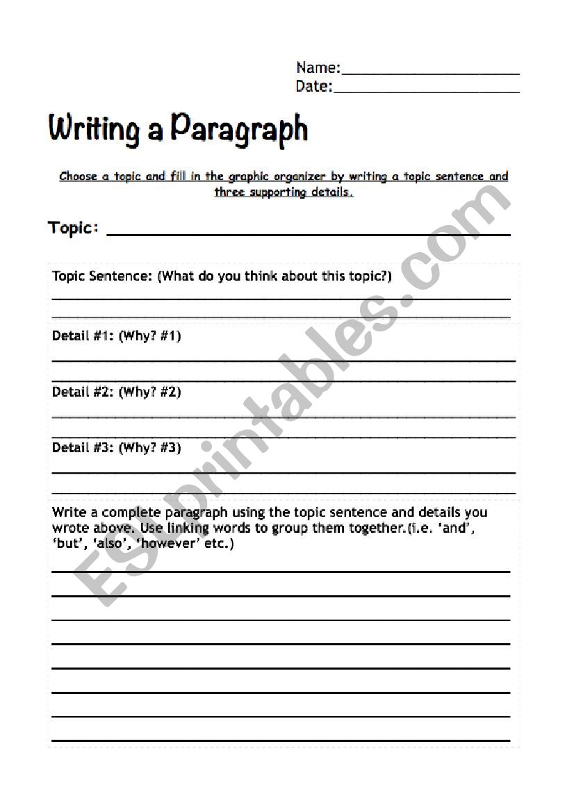 Writing A Paragraph Worksheet Zipworksheet