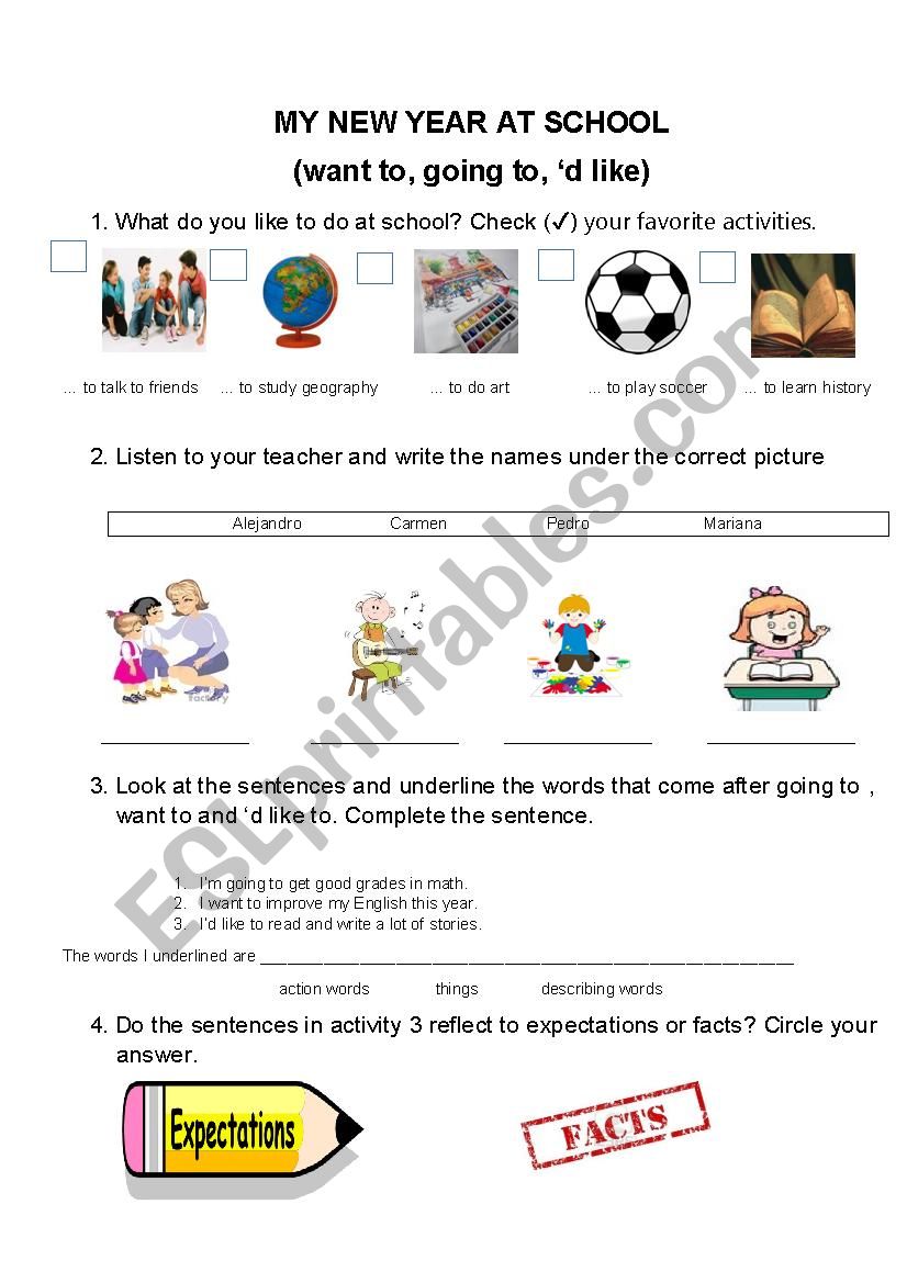 MY NEW YEAR AT SCHOOL worksheet