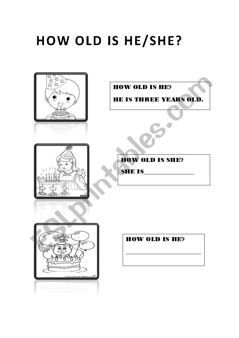 How old is she/he? worksheet