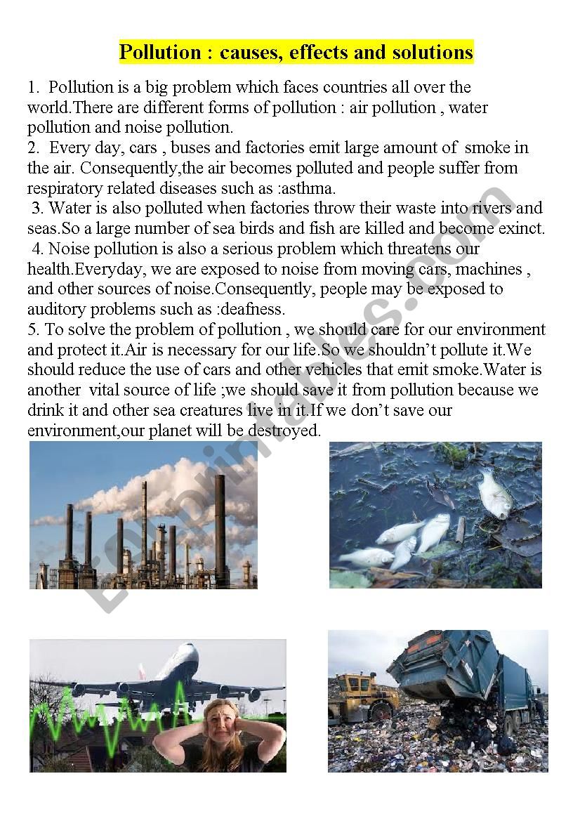 Pollution:causes ,effects and solutions