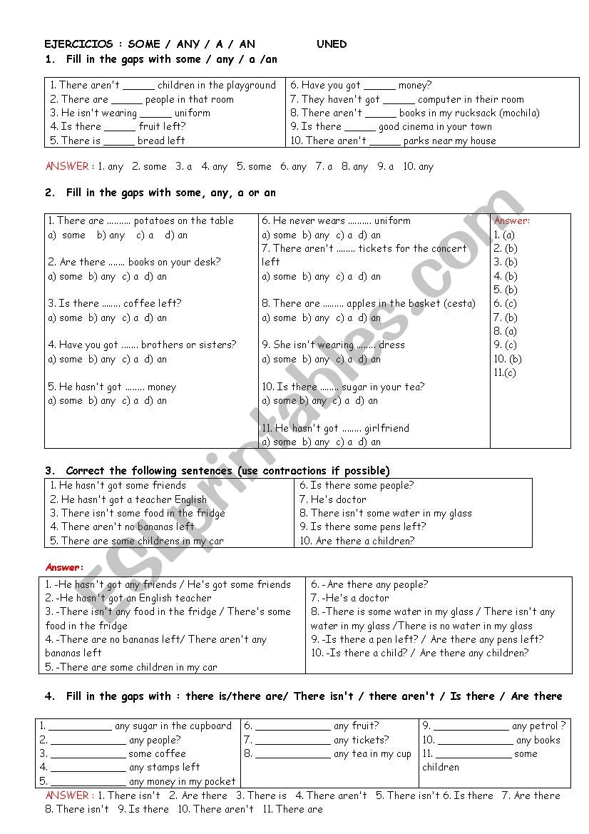 some and any worksheet
