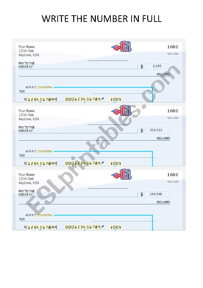 NUMBERS. YOUR FIRST PAYCHECK worksheet