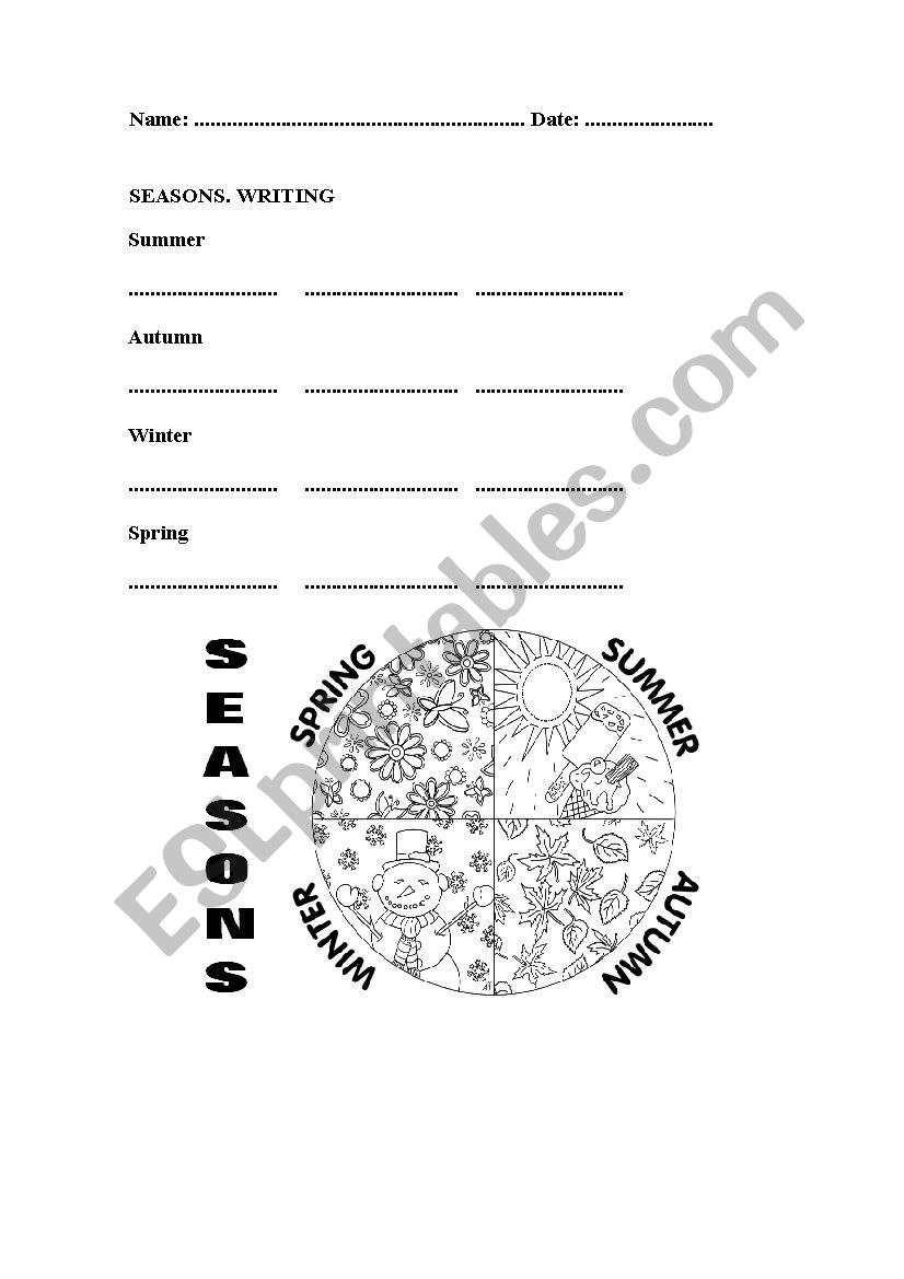 Seasons worksheet