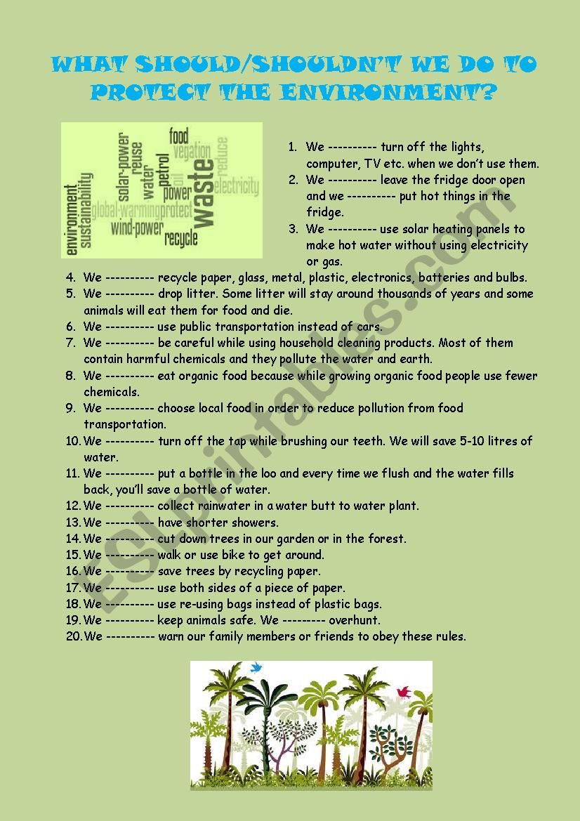 What should / shouldnÂ´t we do to protect the environment?