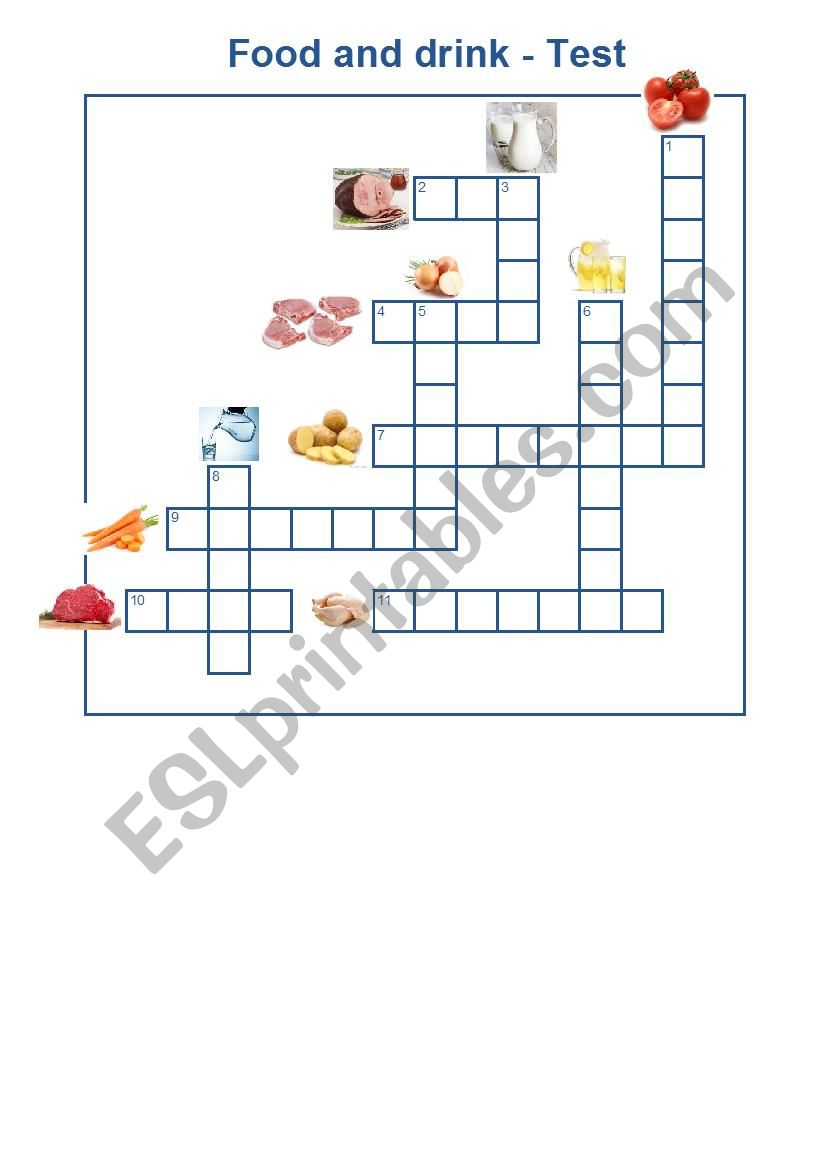 Food and drink crossword - Easy