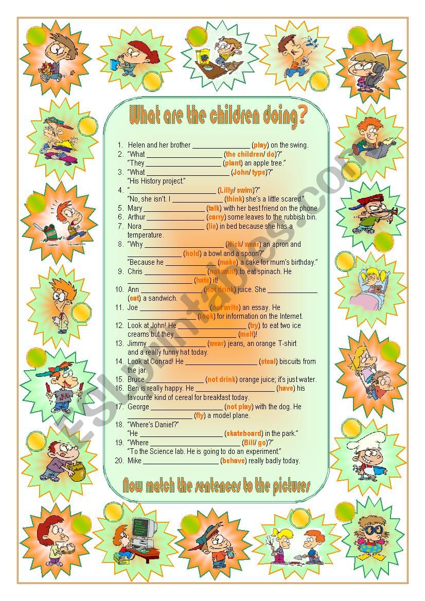 What are the children doing? worksheet