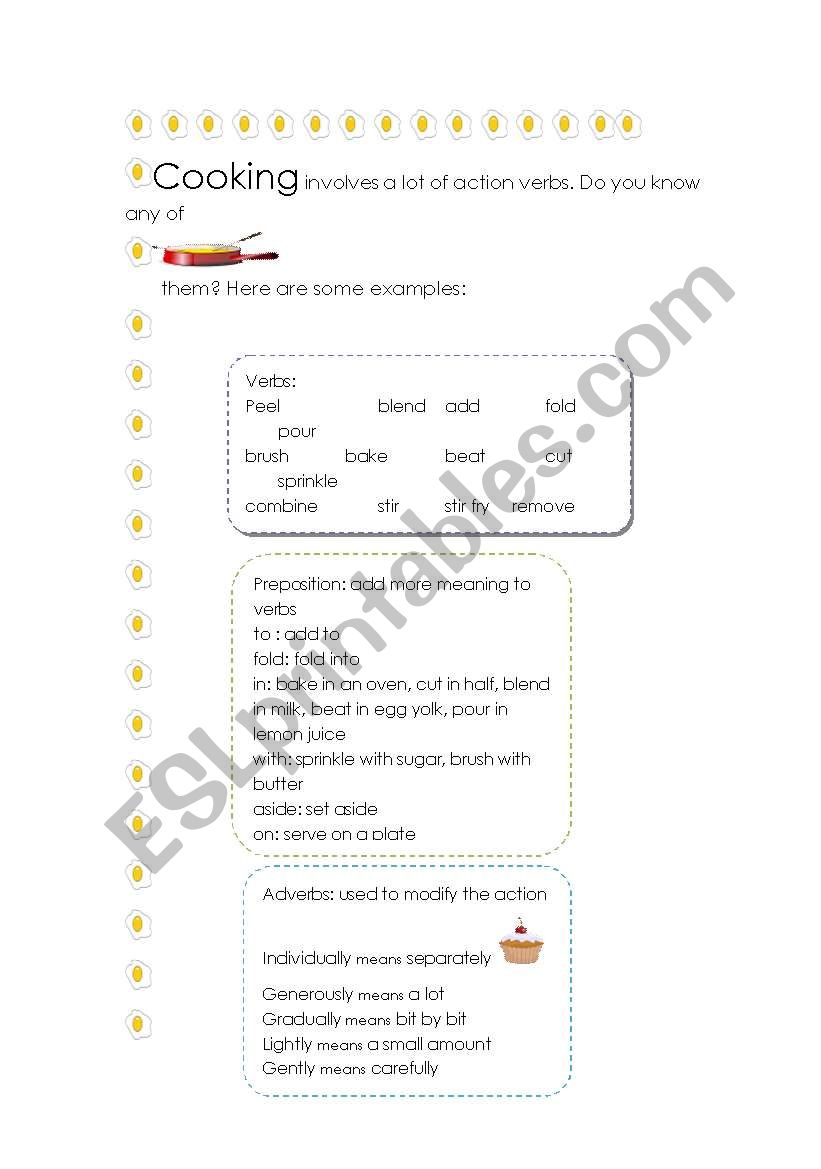 writing a recipe worksheet