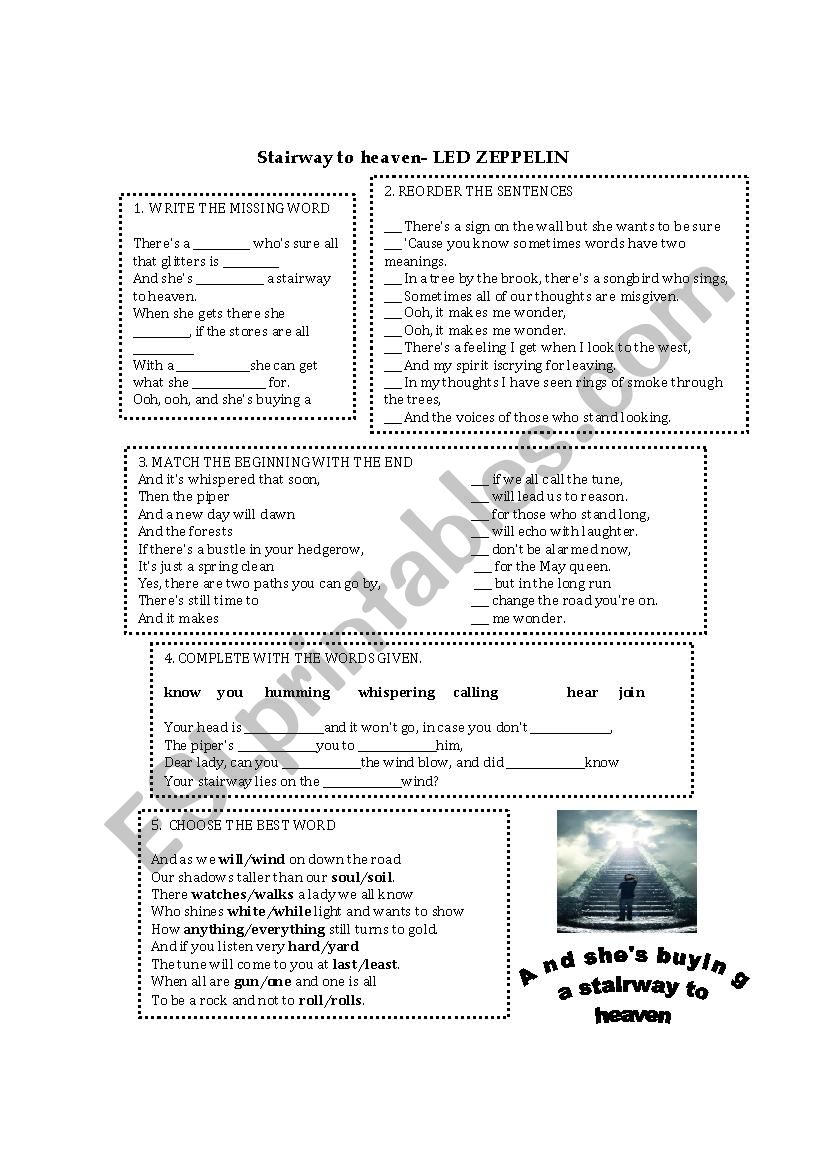 stairway to heaven worksheet