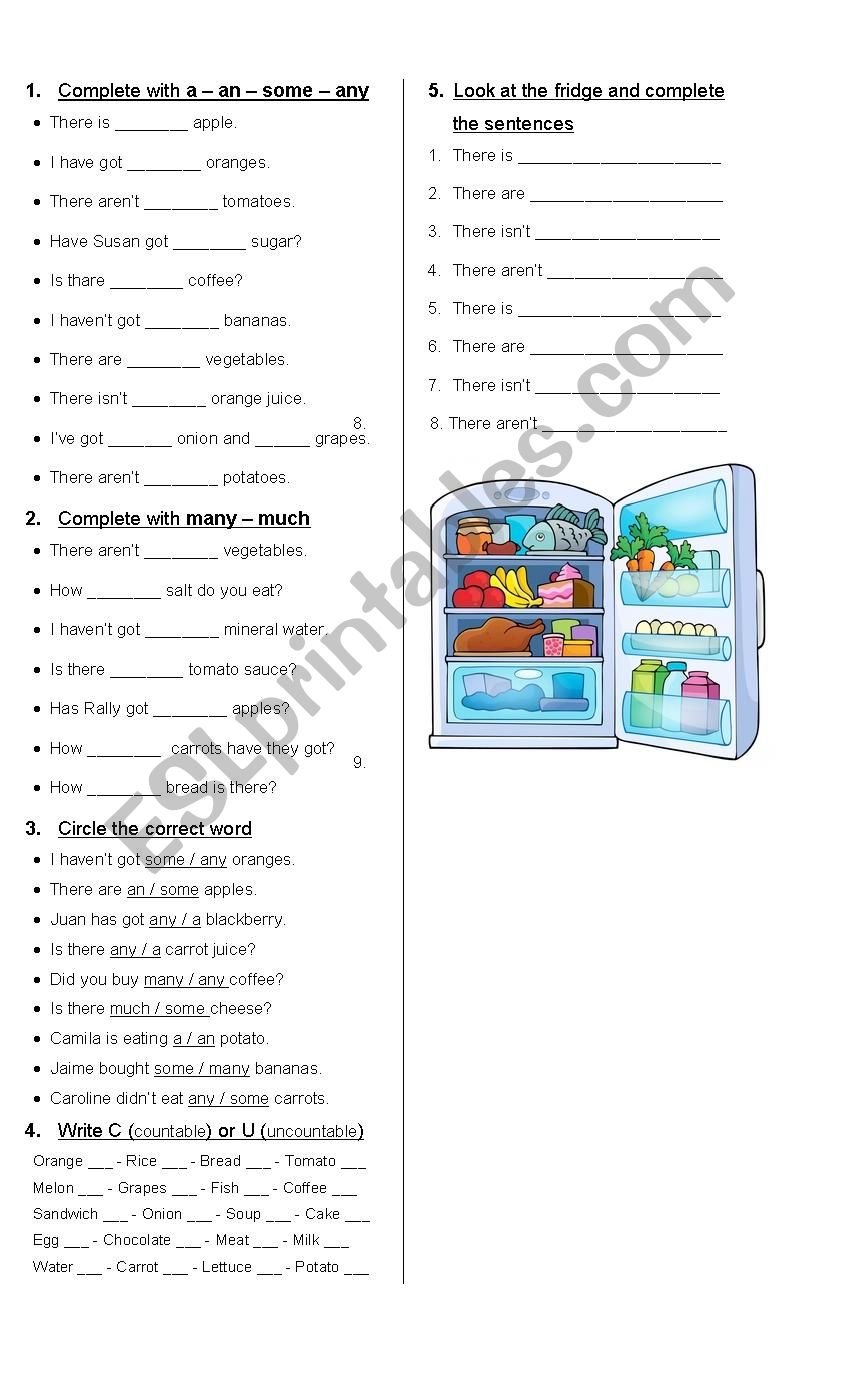 Countable Uncountable Nouns worksheet