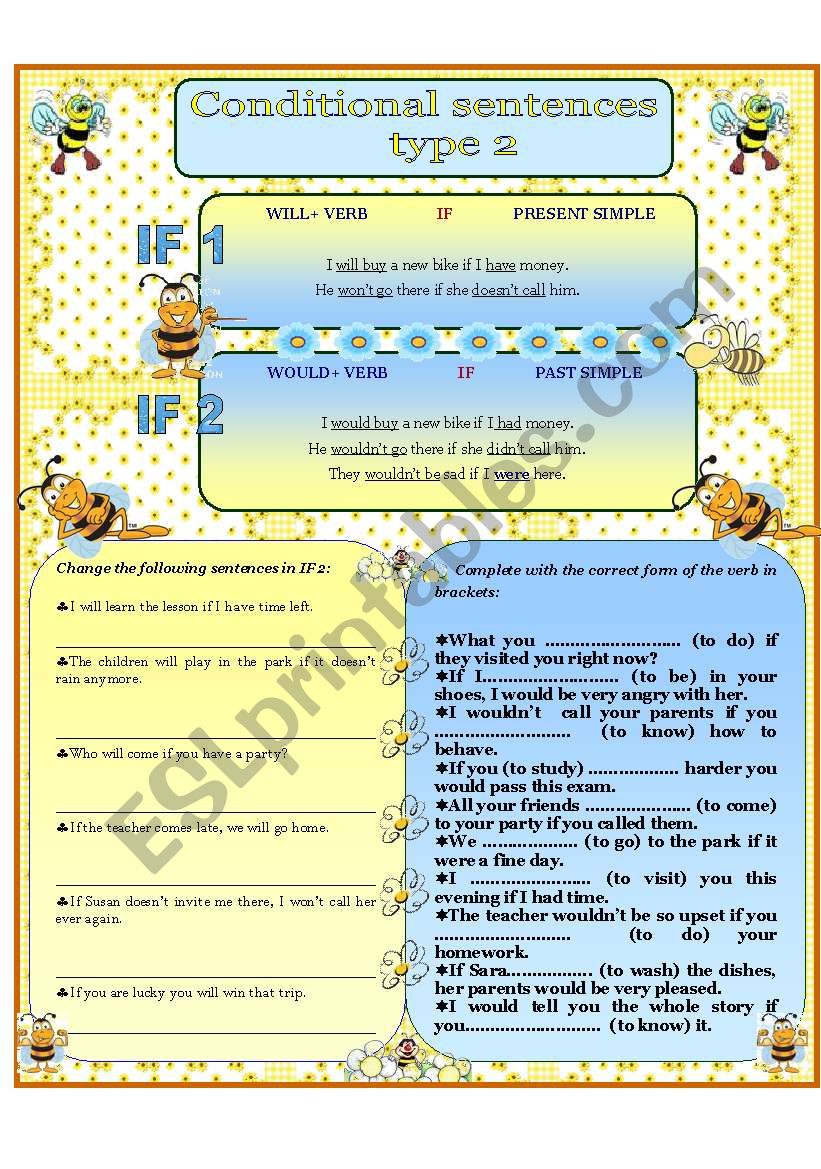 IF first and second type worksheet