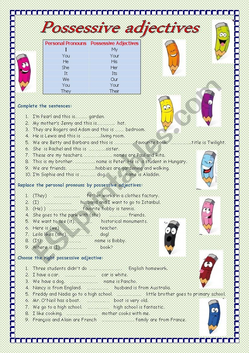 possessive-adjectives-esl-worksheet-by-purisanchez