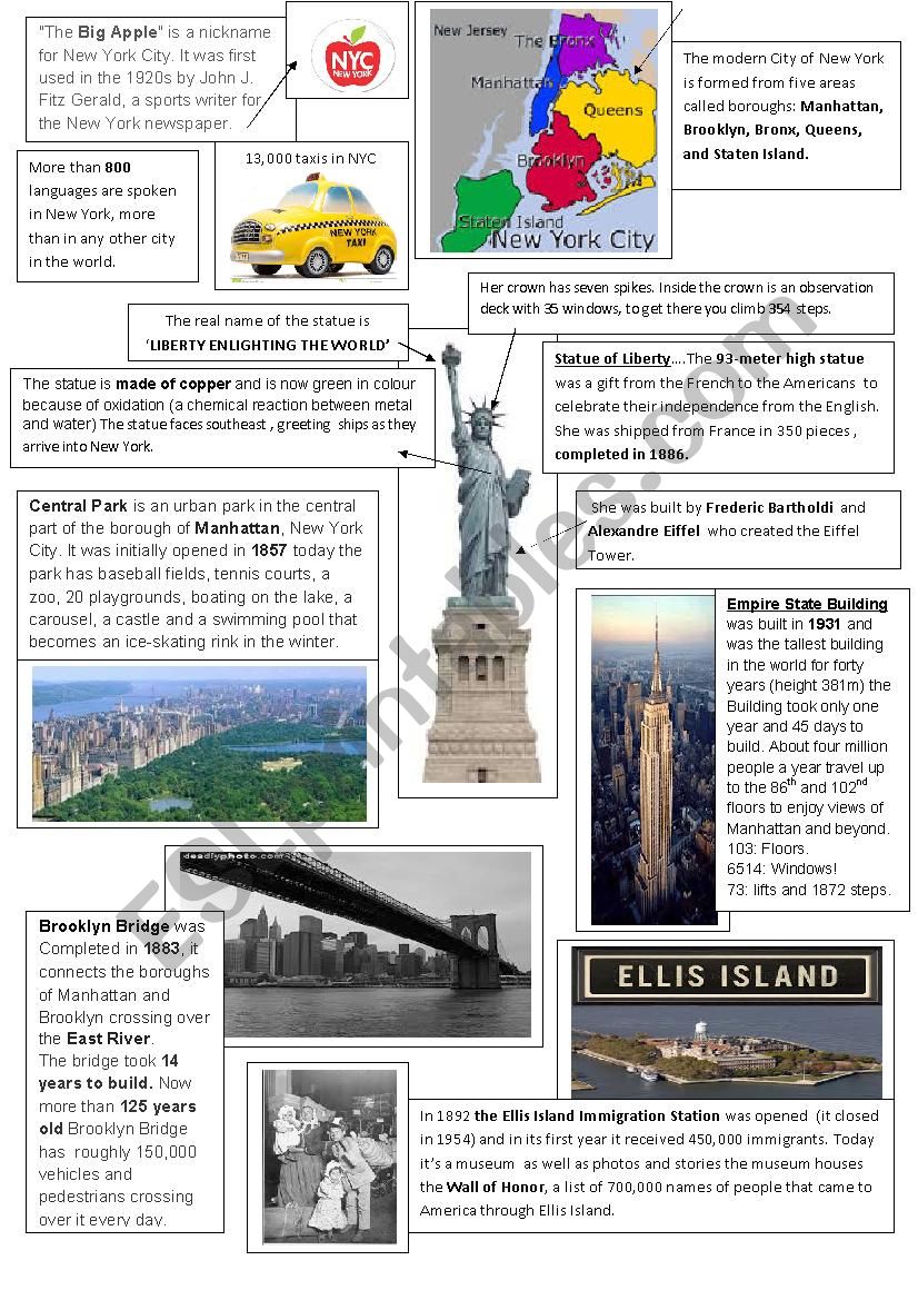 NYC ´PART 1´ - ESL worksheet by Susantierney