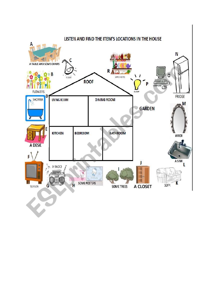 parts of house worksheet