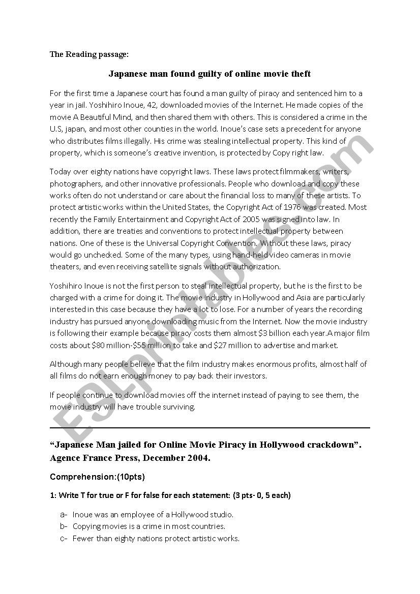 exam worksheet