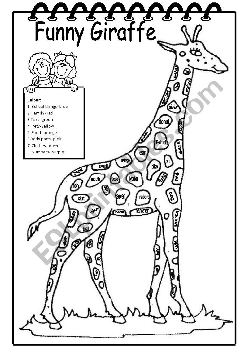Funny Giraffe worksheet