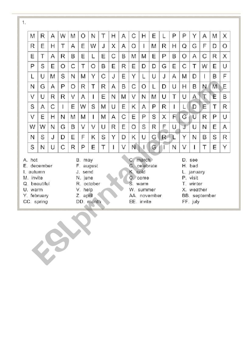 Months and weather worksheet