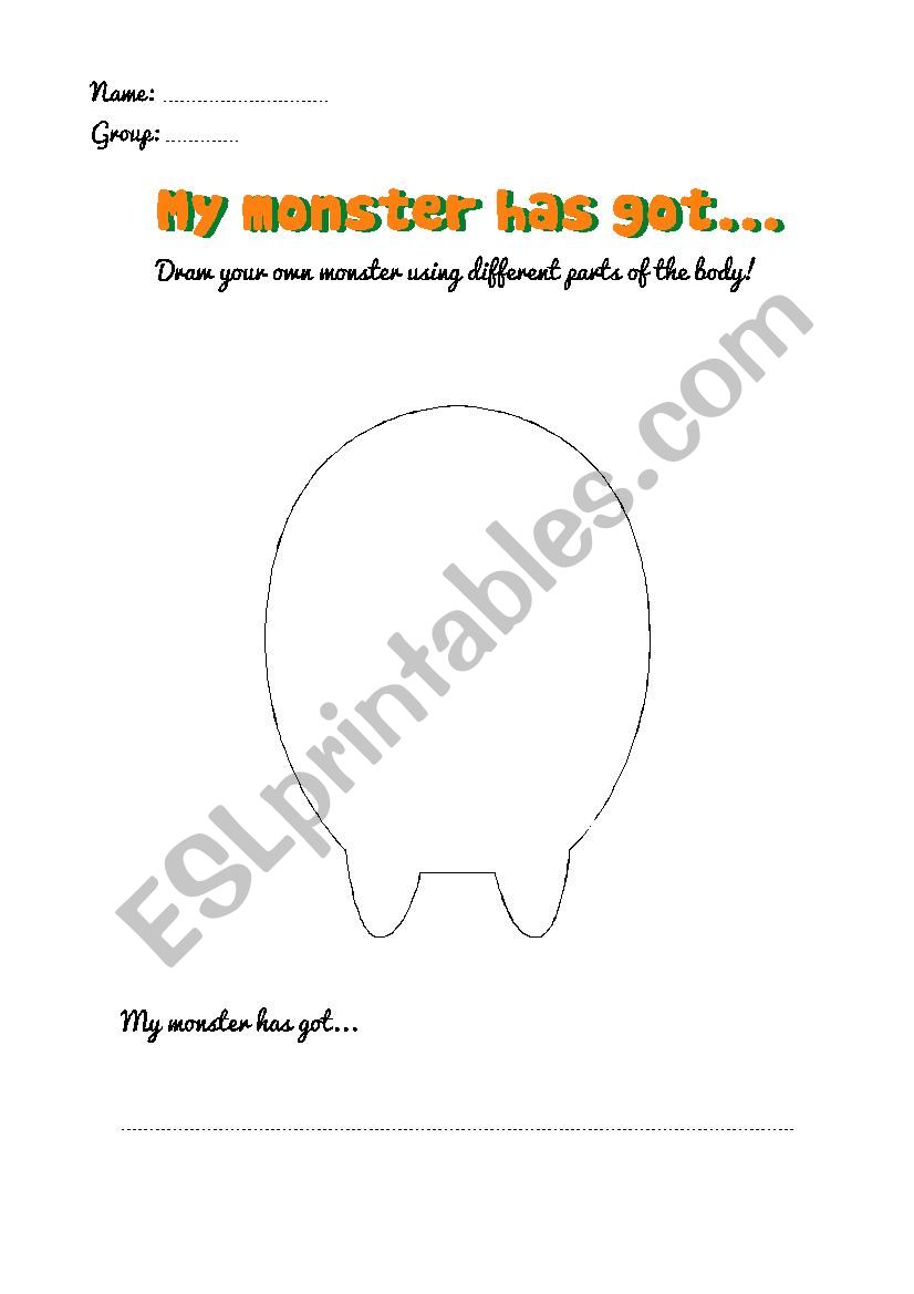 My monster has got worksheet
