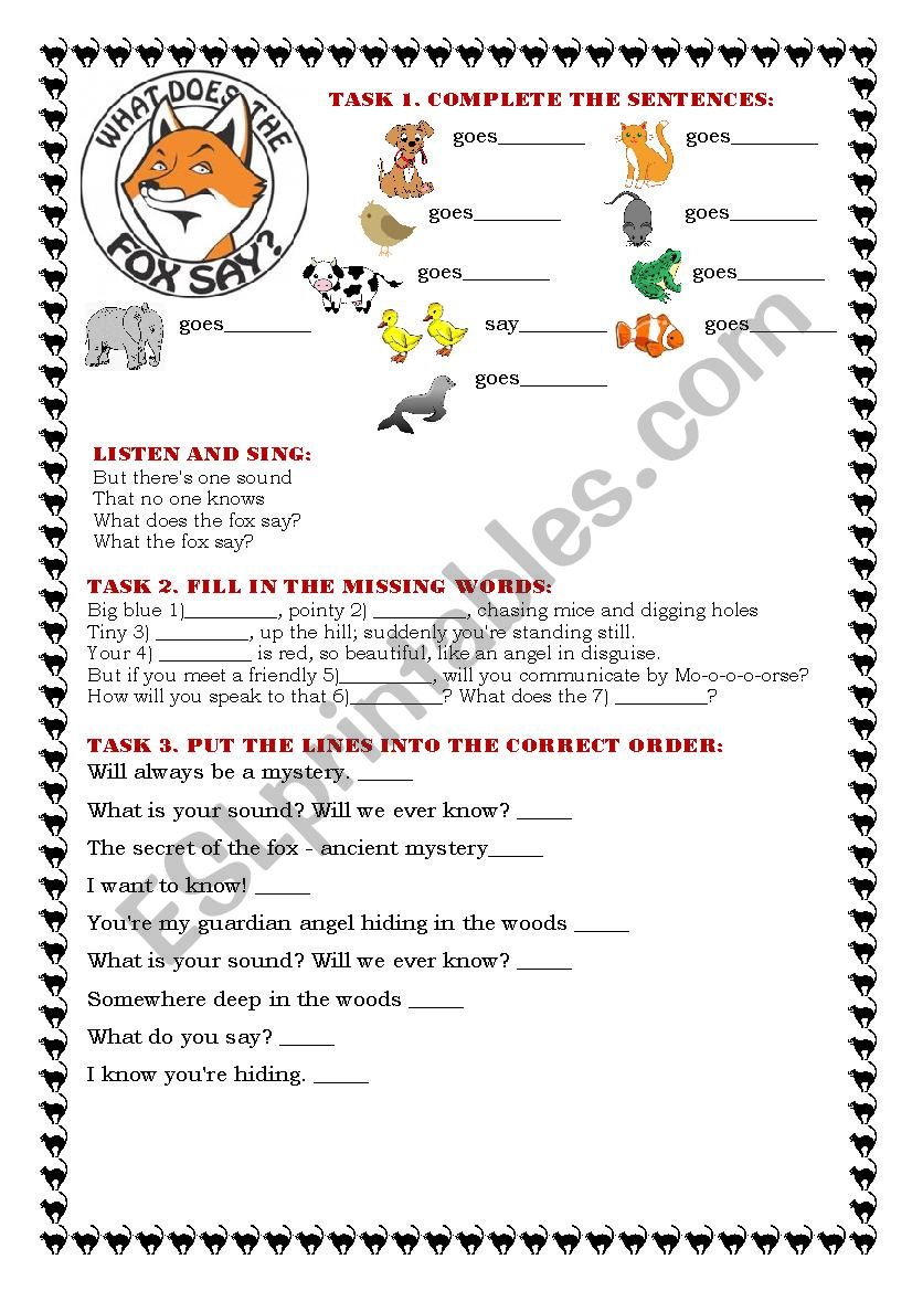 What does the fox say worksheet